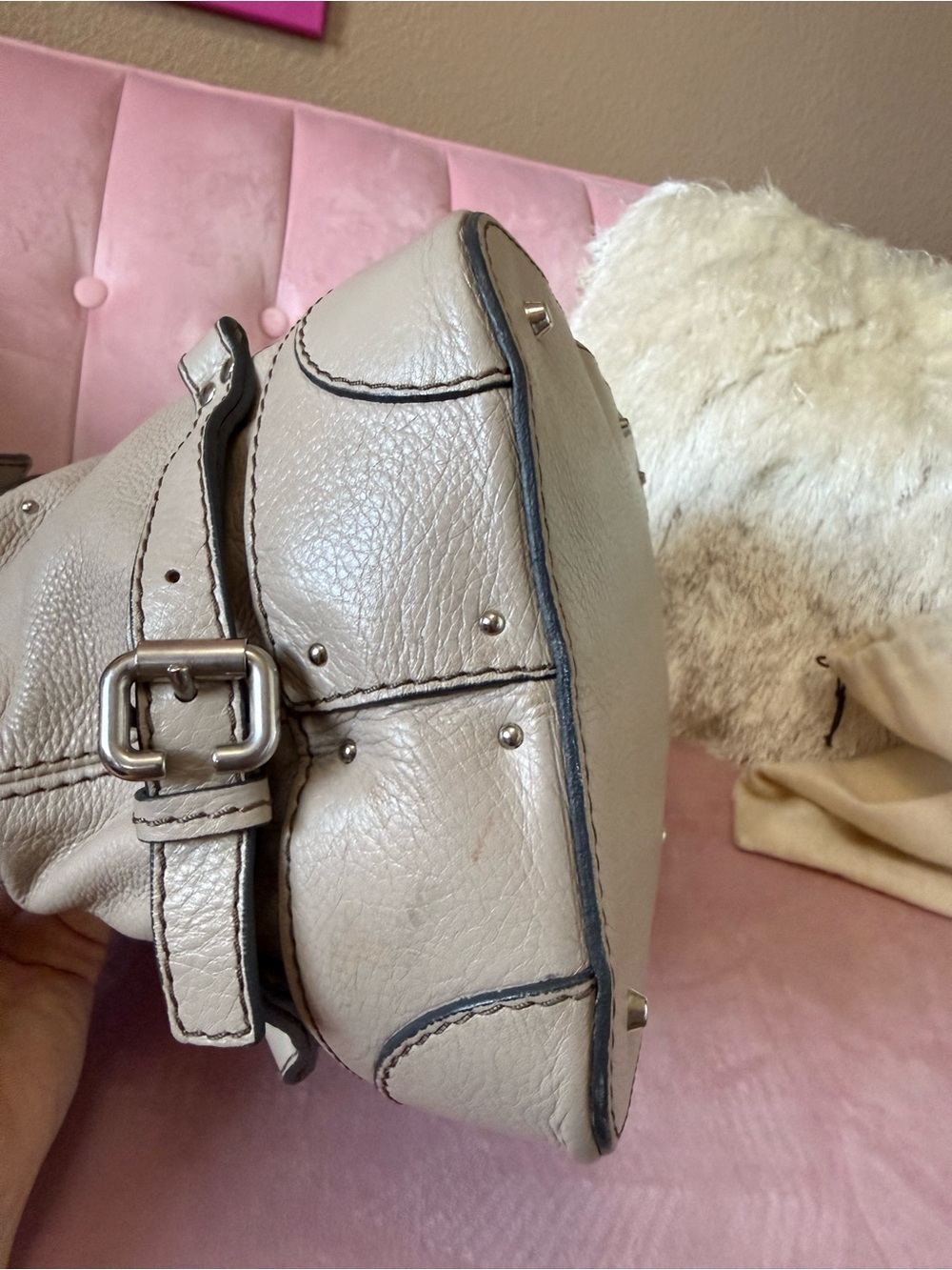 💯 Auth! Classic CHLOE  PADDINGTON Tan Leather  Handbag W Silver Tone Lock & Key - Picture 7 of 17